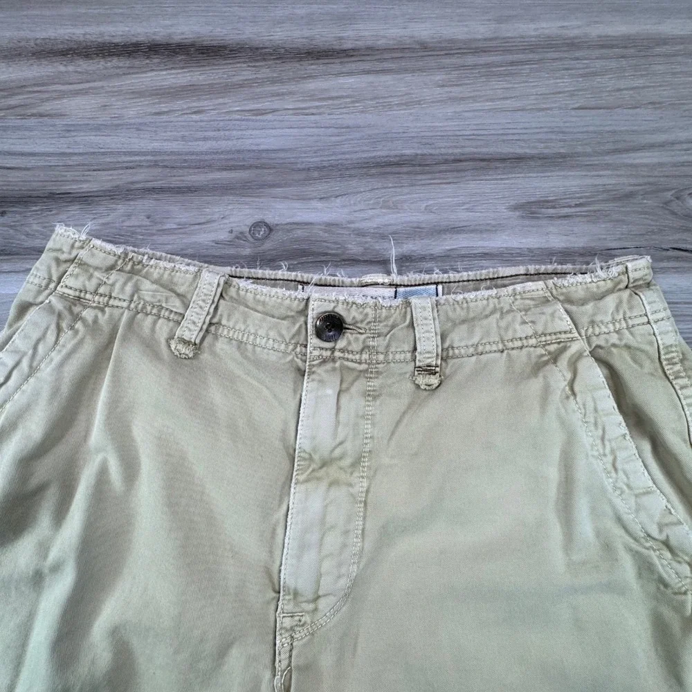 Vtg Y2K American Eagle Khaki Utility Shorts Mens 33 Distressed Raw Hem‎ Gropcore